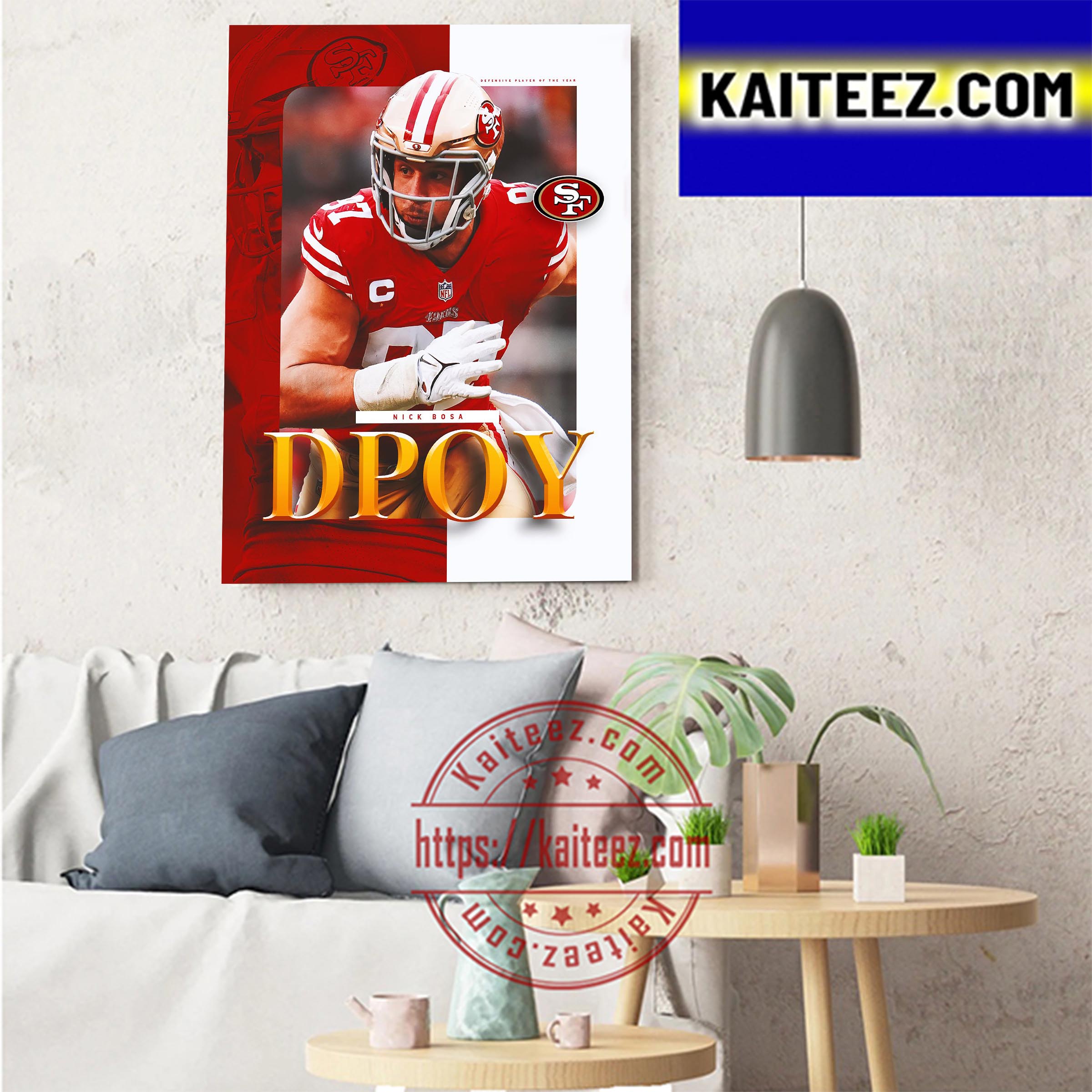 Nick Bosa Football Poster8 Canvas Poster Bedroom Living Room Office  Decoration Gifts Frame:24x36inch(60x90cm)