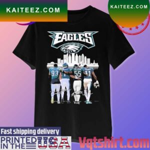Official Philadelphia Eagles Skyline, Milton Williams Jalen Hurts Brandon Graham and A. J. Brown signatures T-shirt