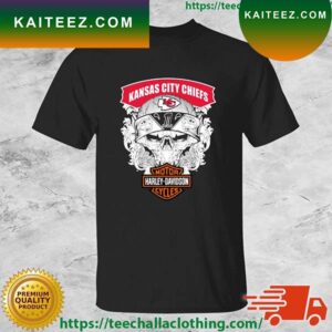 Official Skull Kansas City Chiefs NFL Football Motor Harley Davidson Cycles T-Shirt