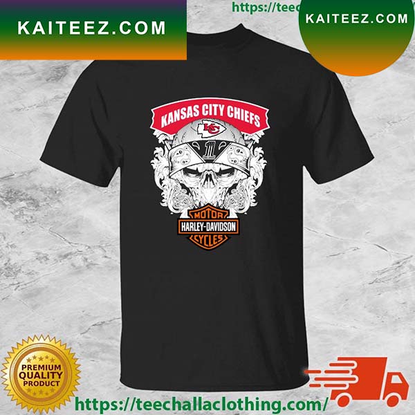 Kansas City Chiefs Mashup Harley Davidson Skull Nfl Football T-shirt