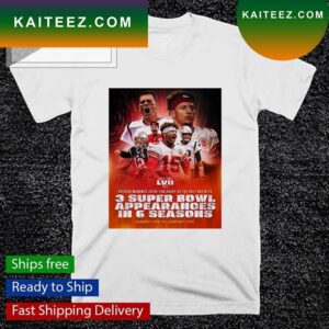 Patrick Mahomes joins Tom Brady as the only QBS with 3 Super Bowl poster T-shirt