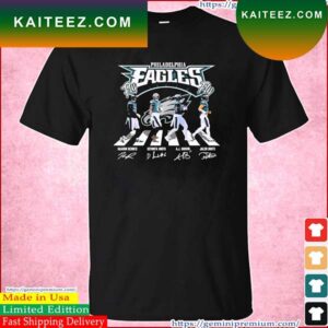 Philadelphia Eagles Fly Eagles Fly Haason Reddick Devonta Smith Aj Brown And Jalen Hurts Abbey Road Signatures T-Shirt