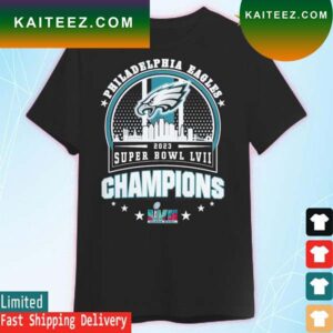 Philadelphia Eagles Super BOWL LVII 2023 Champions matchup skyline T-shirt