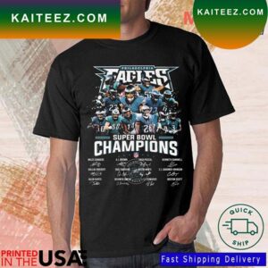 Philadelphia Eagles Team Football NFL 2023 Super Bowl Champions Signatures T-shirt
