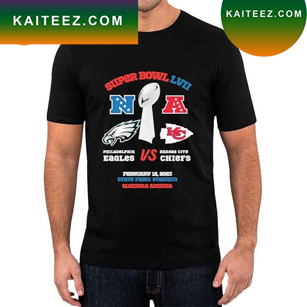 NFL Philadelphia Eagles Vs Kansas City Chiefs 2023 LVII Super Bowl T-shirt  - Kaiteez