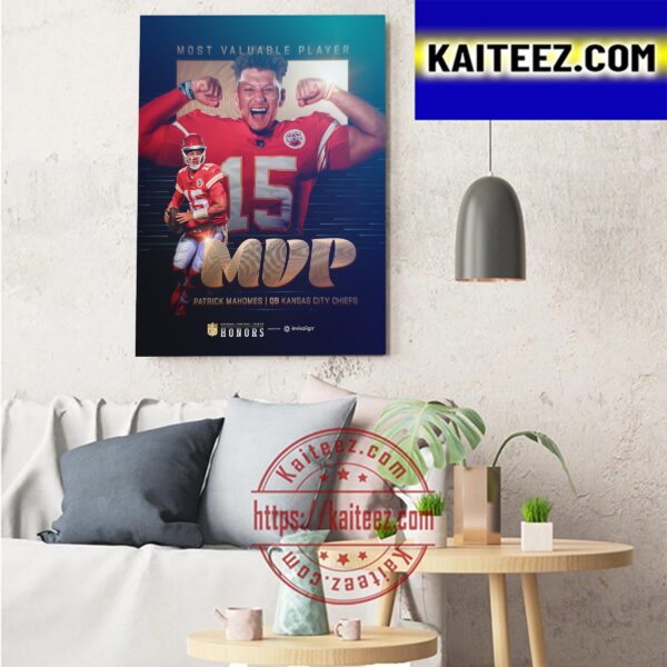 QB Kansas City Chiefs Patrick Mahomes II Is NFL MVP Again Art Decor Poster Canvas