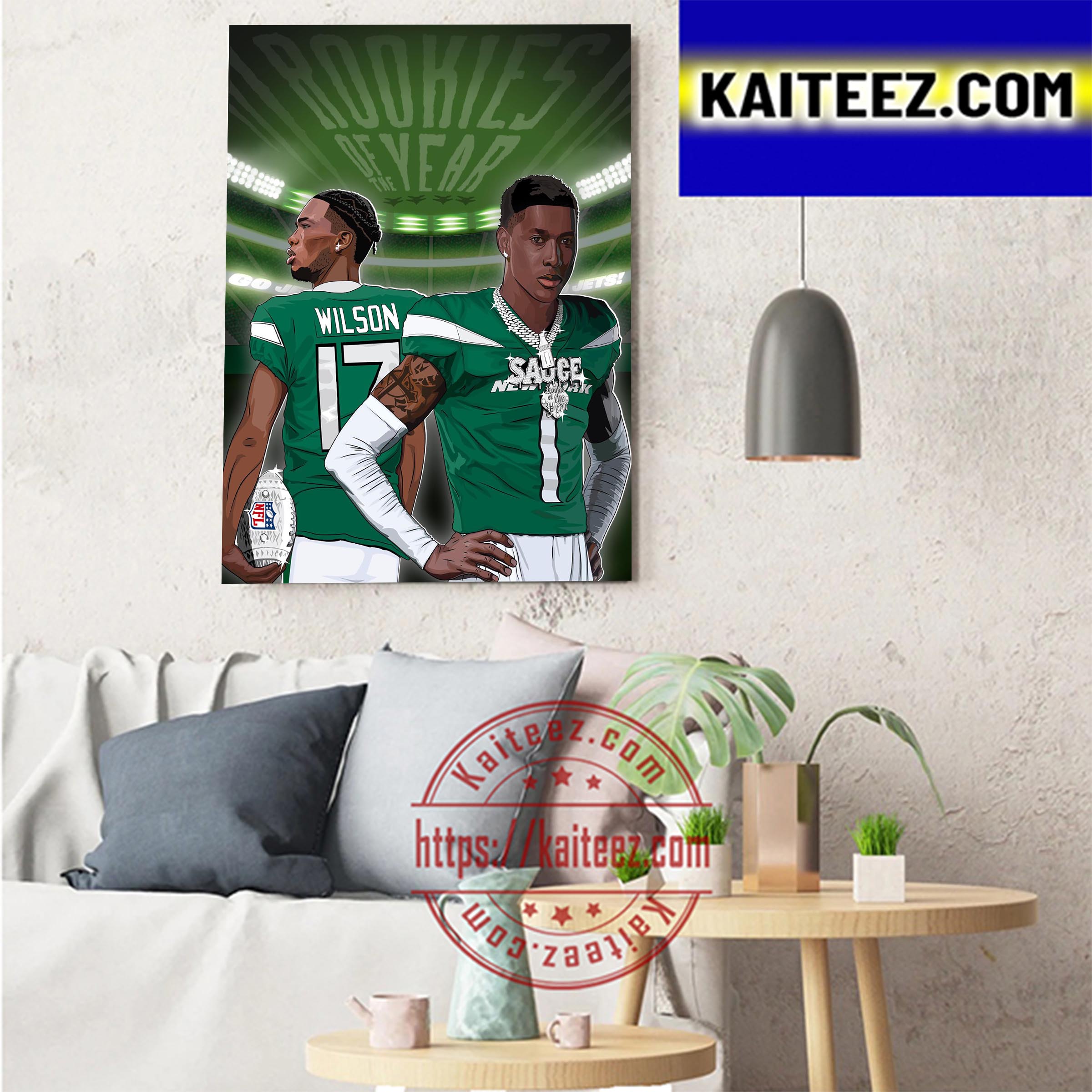 Official garrett Wilson 17 New York Jets football retro poster