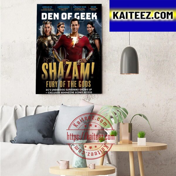 Shazam Fury Of The Gods Den Of Geek Magazine Cover Art Decor Poster Canvas