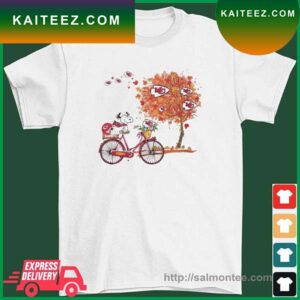 Snoopy In Fall Funny Riding Bicycle Kansas City Chiefs T-Shirt