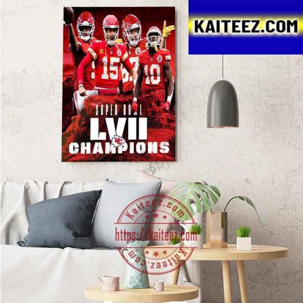 Super Bowl 57 Champions Are Kansas City Chiefs Champions Art Decor Poster Canvas