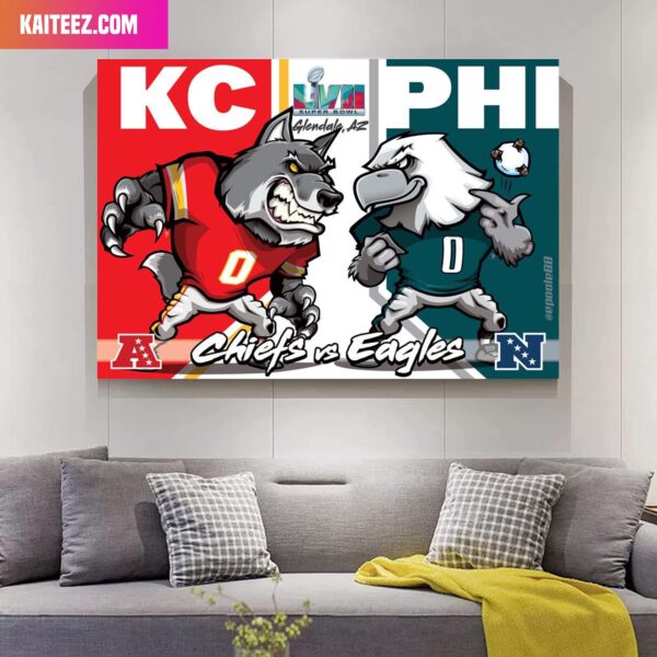 Super Bowl LVII All Set Kansas City Chiefs vs Philadelphia Eagles Super Furry Bowl Decor Canvas-Poster