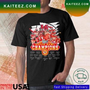 The Kansas City Chiefs 2023 LVII Super Bowl Champions Signatures T-shirt