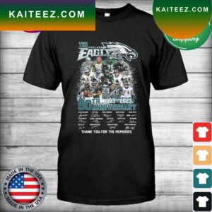 The Philadelphia Eagles 90th anniversary 1933-2023 thank you for the memories signatures T-shirt