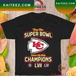 Three time super bowl Kansas city Chiefs Champions IV LIV LVII T-shirt