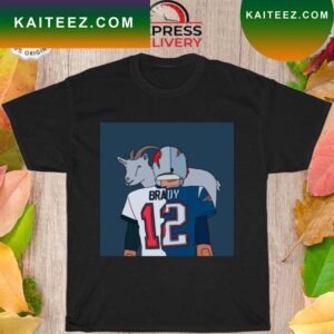 Tom brady goat split Patriots Buccaneers T-shirt