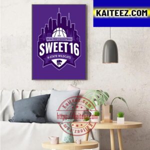 2023 NCAA Mens Basketball Sweet 16 K State Wildcats Art Decor Poster Canvas