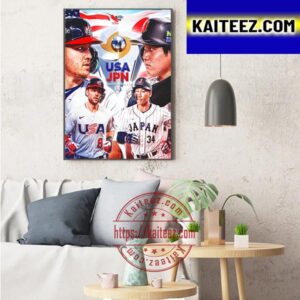 2023 World Baseball Classic The Championship Is Set Team USA Vs Team Japan Art Decor Poster Canvas