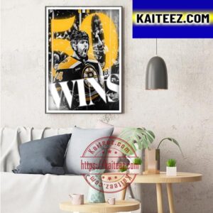 Boston Bruins 50 Wins In NHL Art Decor Poster Canvas