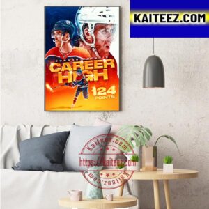 Connor McDavid Career High Point Total 124 Points Art Decor Poster Canvas