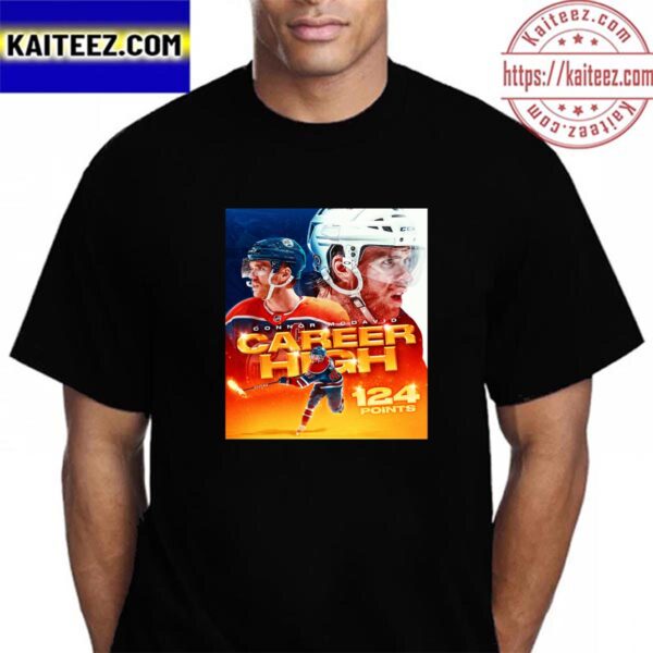 Connor McDavid Career High Point Total 124 Points Vintage T-Shirt