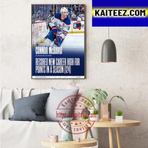 Connor McDavid New Career High For Points In A Season With Edmonton Oilers In NHL Art Decor Poster Canvas