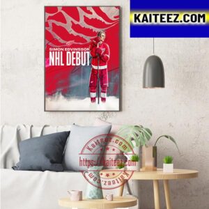 Detroit Red Wings Simon Edvinsson NHL Debut Art Decor Poster Canvas