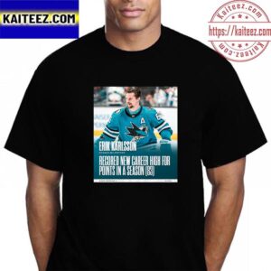Erik Karlsson New Career High For Points In A Season With San Jose Sharks In NHL Vintage T-Shirt