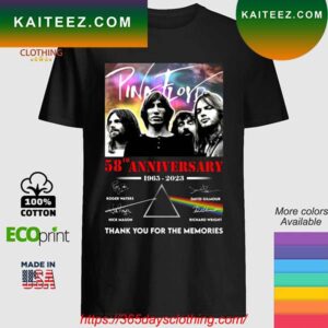 Funny Pink Floyd 58th Anniversary 1965-2023 thank You for the memories signatures T-shirt