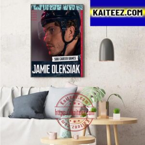 Jamie Oleksiak 500 Career NHL Games With Seattle Kraken Art Decor Poster Canvas