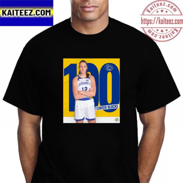 Kallie Theisen 100 Career Blocks With South Dakota State Jackrabbits Womens Basketball Vintage T-Shirt