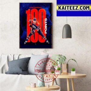 Leon Draisaitl 100 NHL Points With Edmonton Oilers Art Decor Poster Canvas