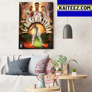 Milwaukee Bucks 14 Game Win Streak In NBA Art  Decor Poster Canvas