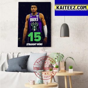 Milwaukee Bucks 15 Straight Wins In NBA Art  Decor Poster Canvas