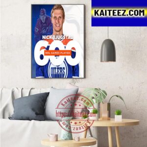 Nick Bjugstad 600 NHL Games Played With Edmonton Oilers Art Decor Poster Canvas