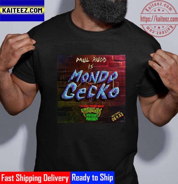 Paul Rudd is Mondo Gecko In Teenage Mutant Ninja Turtles Mutant Mayhem Vintage T-Shirt