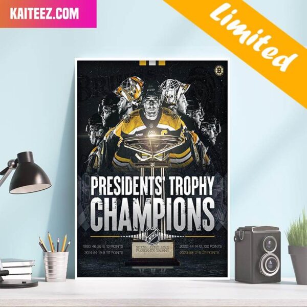 Presidents Tropy Champions NHL Boston Bruins Home Ice Secured Decor Poster-Canvas
