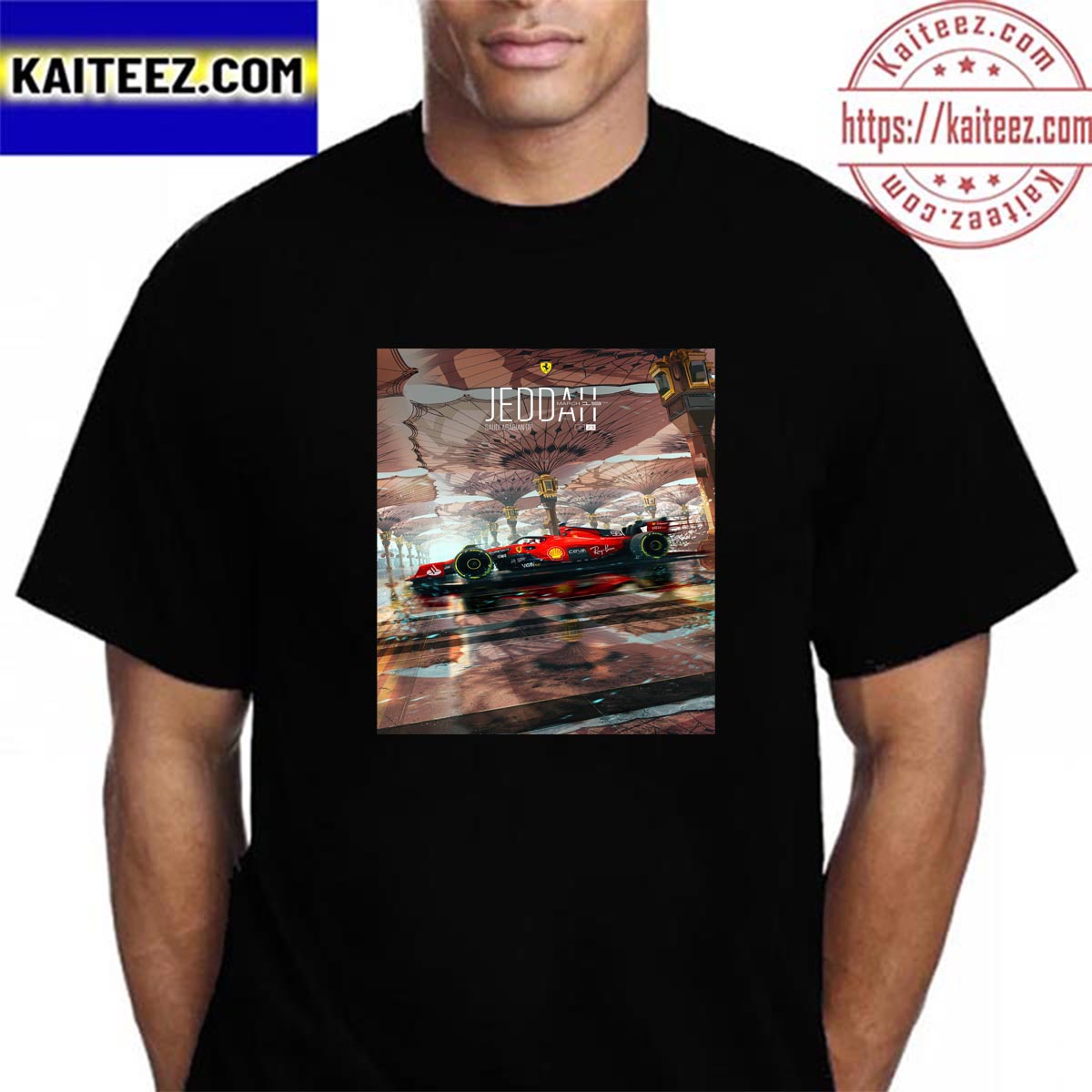 Scuderia Ferrari F1 Team In Saudi Arabian GP At Jeddah Corniche Circuit Vintage T-Shirt