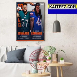 T J Edwards And Tremaine Edmunds The Monsters Of The Midway New Linebacker Duo Art Decor Poster Canvas