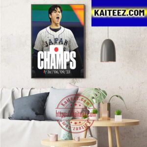 Team Japan Are Winners 2023 World Baseball Classic World Champions Art Decor Poster Canvas