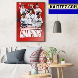Team Japan Wins 2023 World Baseball Classic Champions Art Decor Poster Canvas