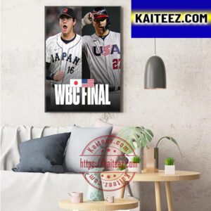 Team USA Vs Team Japan  In The 2023 World Baseball Classic Finals Art Decor Poster Canvas