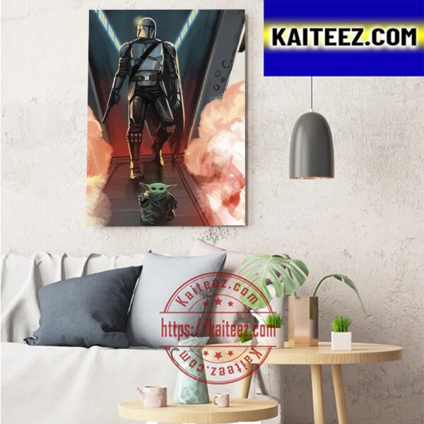 The Mandalorian And Grogu Of Star Wars Art  Decor Poster Canvas