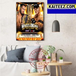WWE WrestleMania Goes Hollywood Austin Theory Vs John Cena For US Championship Match Art Decor Poster Canvas
