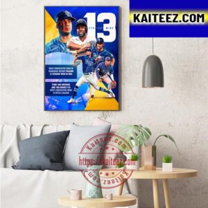 13 Straight Wins In MLB By Tampa Bay Rays Art Decor Poster Canvas