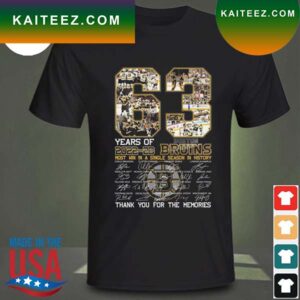 Boston Bruins 63 years of 2022 2023 most win in a single season is history thank you for the memories signatures T-shirt