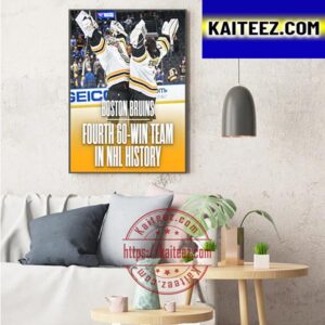 Boston Bruins Fourth 60-Win Team In NHL History Art Decor Poster Canvas