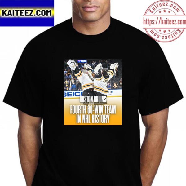 Boston Bruins Fourth 60-Win Team In NHL History Vintage Tshirt