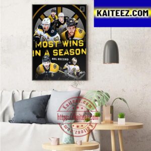 Boston Bruins Most Wins In A Season In NHL Record With 63 Art Decor Poster Canvas