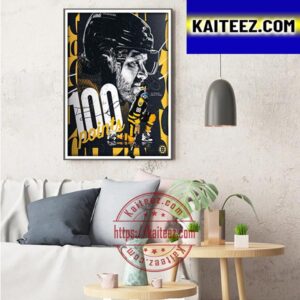 David Pastrnak 100 Points With Boston Bruins In NHL Art Decor Poster Canvas