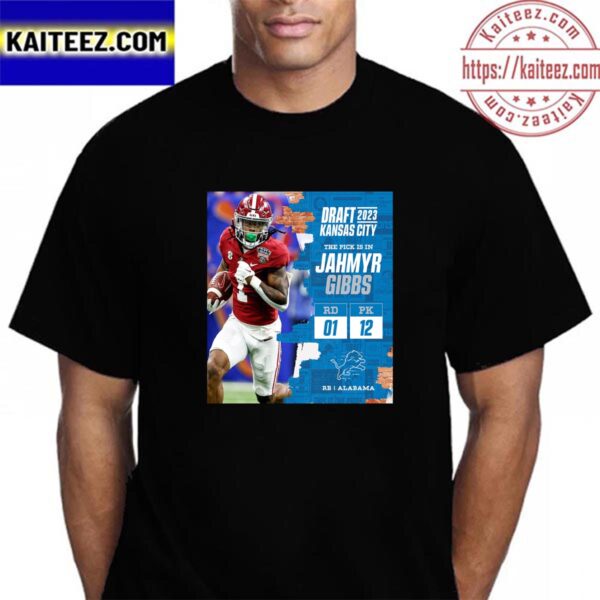 Detroit Lions Select Alabama RB Jahmyr Gibbs In The 2023 NFL Draft Vintage T-Shirt